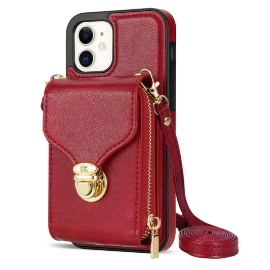 For iPhone 12 mini Zipper Hardware Card Wallet Phone Case(Red) - iPhone 12 mini Cases by buy2fix | Online Shopping UK | buy2fix