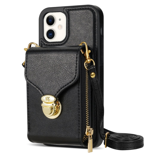 For iPhone 12 mini Zipper Hardware Card Wallet Phone Case(Black) - iPhone 12 mini Cases by buy2fix | Online Shopping UK | buy2fix