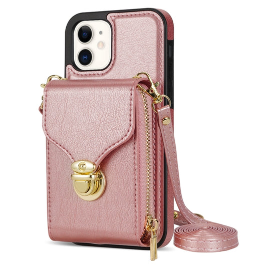 For iPhone 12 mini Zipper Hardware Card Wallet Phone Case(Rose Gold) - iPhone 12 mini Cases by buy2fix | Online Shopping UK | buy2fix