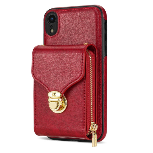 For iPhone XR Zipper Hardware Card Wallet Phone Case(Red) - More iPhone Cases by buy2fix | Online Shopping UK | buy2fix