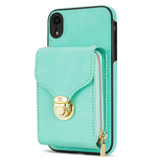 For iPhone XR Zipper Hardware Card Wallet Phone Case(Mint Green) - More iPhone Cases by buy2fix | Online Shopping UK | buy2fix