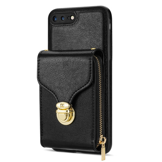 For iPhone 8 Plus / 7 Plus Zipper Hardware Card Wallet Phone Case(Black) - More iPhone Cases by buy2fix | Online Shopping UK | buy2fix