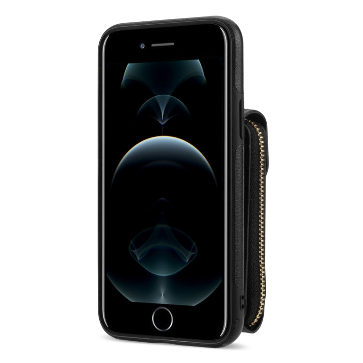 For iPhone 8 Plus / 7 Plus Zipper Hardware Card Wallet Phone Case(Black) - More iPhone Cases by buy2fix | Online Shopping UK | buy2fix