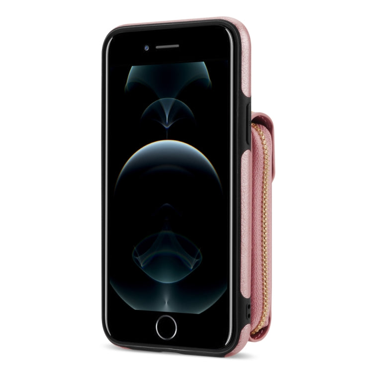 For iPhone 8 Plus / 7 Plus Zipper Hardware Card Wallet Phone Case(Rose Gold) - More iPhone Cases by buy2fix | Online Shopping UK | buy2fix
