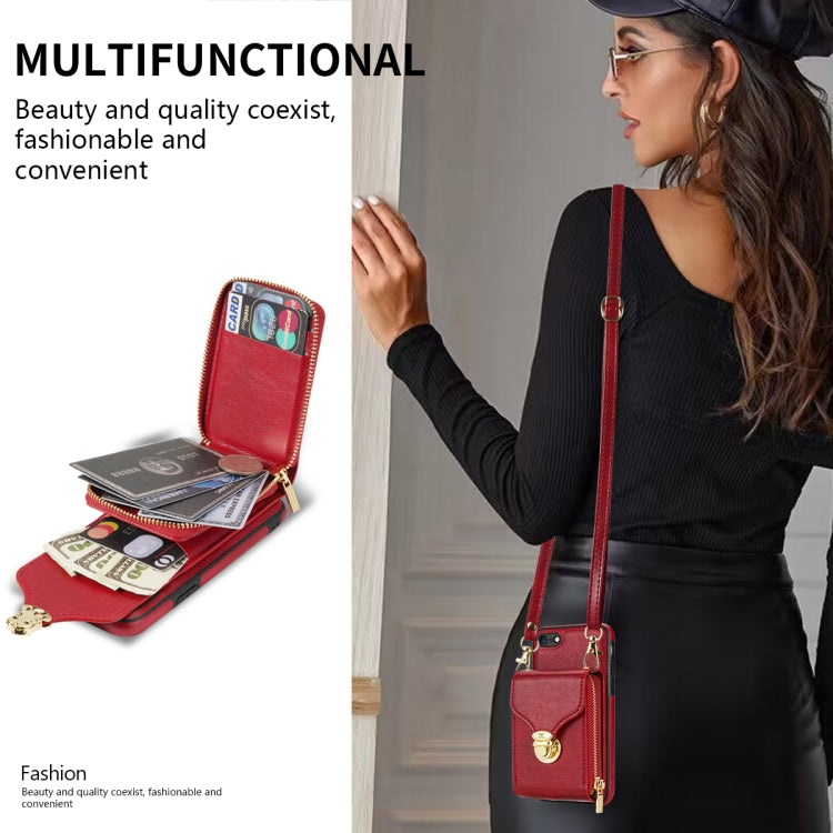 For iPhone 6s Plus / 6 Plus Zipper Hardware Card Wallet Phone Case(Red) - More iPhone Cases by buy2fix | Online Shopping UK | buy2fix