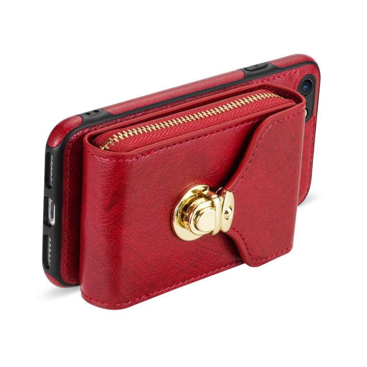 For iPhone 6s / 6 Zipper Hardware Card Wallet Phone Case(Red) - More iPhone Cases by buy2fix | Online Shopping UK | buy2fix