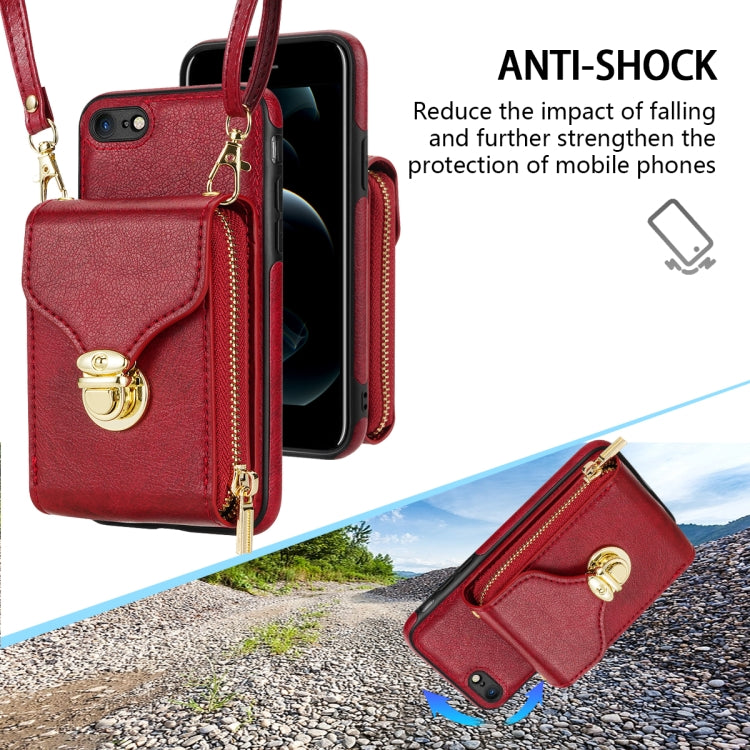 For iPhone 6s / 6 Zipper Hardware Card Wallet Phone Case(Red) - More iPhone Cases by buy2fix | Online Shopping UK | buy2fix