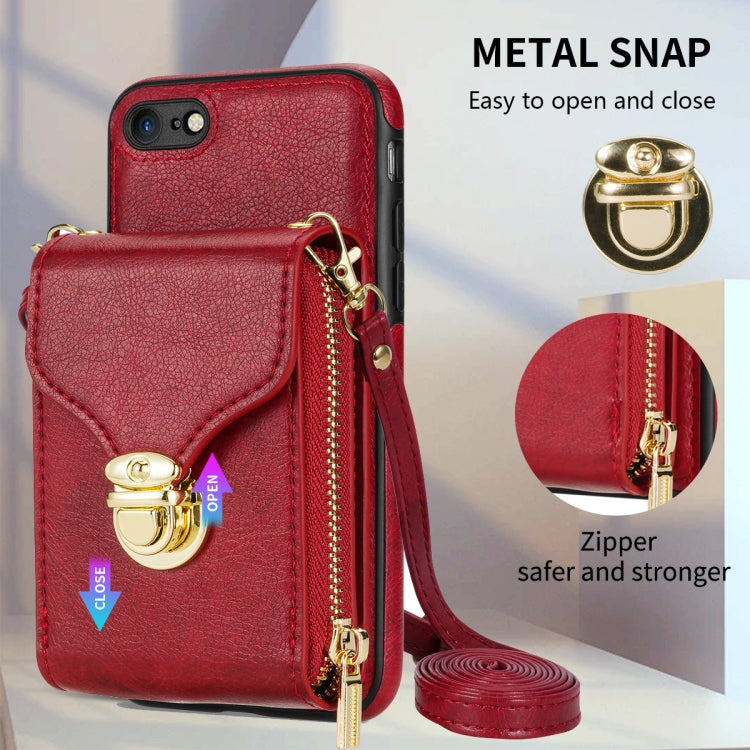 For iPhone 6s / 6 Zipper Hardware Card Wallet Phone Case(Red) - More iPhone Cases by buy2fix | Online Shopping UK | buy2fix