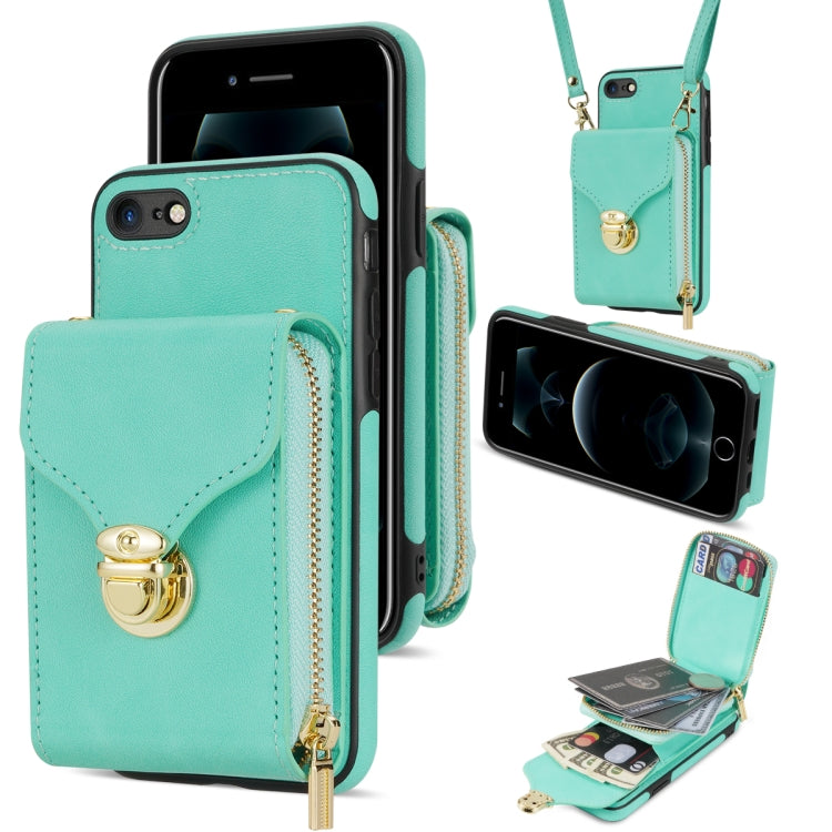 For iPhone 6s / 6 Zipper Hardware Card Wallet Phone Case(Mint Green) - More iPhone Cases by buy2fix | Online Shopping UK | buy2fix
