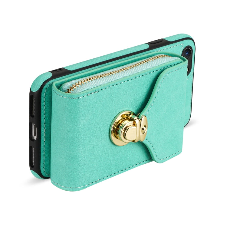 For iPhone 6s / 6 Zipper Hardware Card Wallet Phone Case(Mint Green) - More iPhone Cases by buy2fix | Online Shopping UK | buy2fix