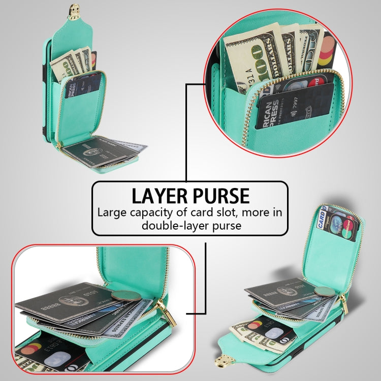 For iPhone 6s / 6 Zipper Hardware Card Wallet Phone Case(Mint Green) - More iPhone Cases by buy2fix | Online Shopping UK | buy2fix