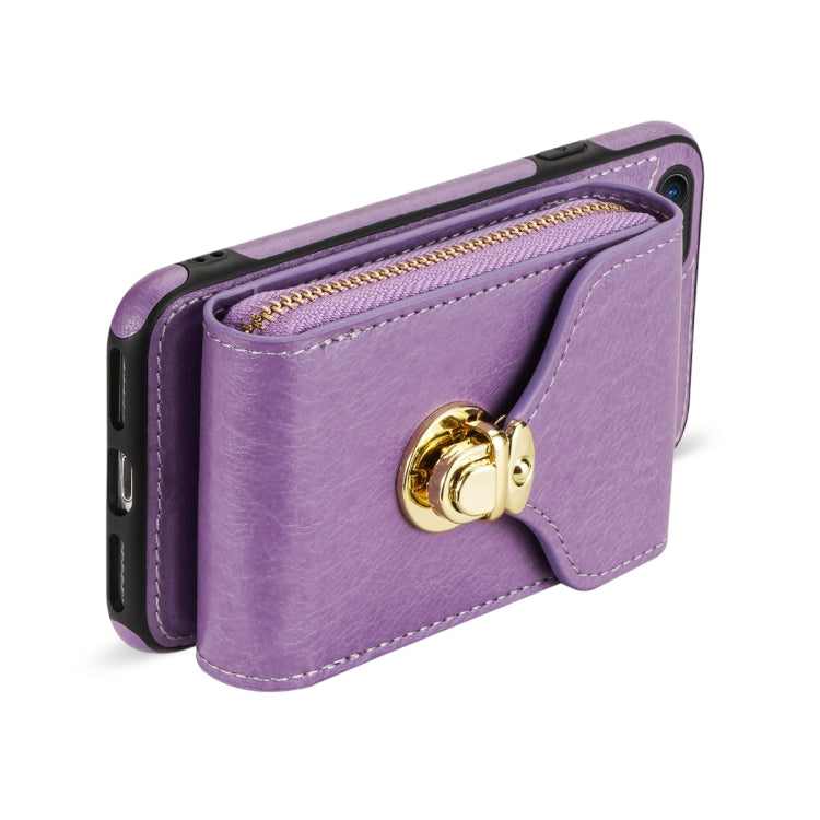 For iPhone 6s / 6 Zipper Hardware Card Wallet Phone Case(Purple) - More iPhone Cases by buy2fix | Online Shopping UK | buy2fix