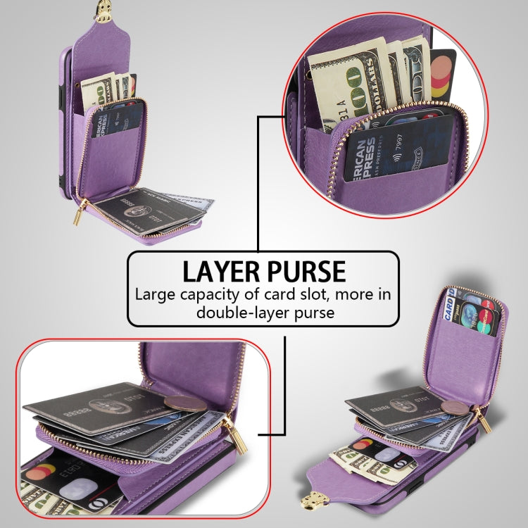 For iPhone 6s / 6 Zipper Hardware Card Wallet Phone Case(Purple) - More iPhone Cases by buy2fix | Online Shopping UK | buy2fix