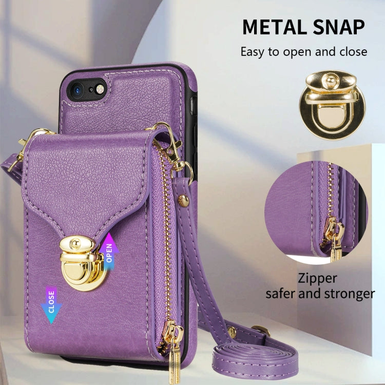 For iPhone 6s / 6 Zipper Hardware Card Wallet Phone Case(Purple) - More iPhone Cases by buy2fix | Online Shopping UK | buy2fix