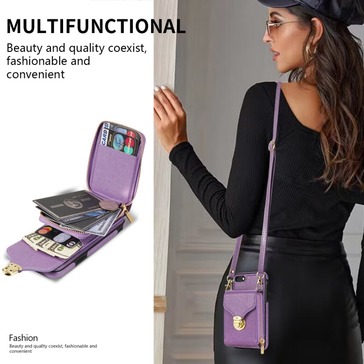 For iPhone 6s / 6 Zipper Hardware Card Wallet Phone Case(Purple) - More iPhone Cases by buy2fix | Online Shopping UK | buy2fix