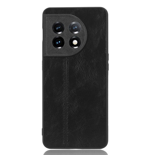 For OnePlus 11 5G Sewing Cow Pattern Skin PC + PU + TPU Phone Case(Black) by buy2fix