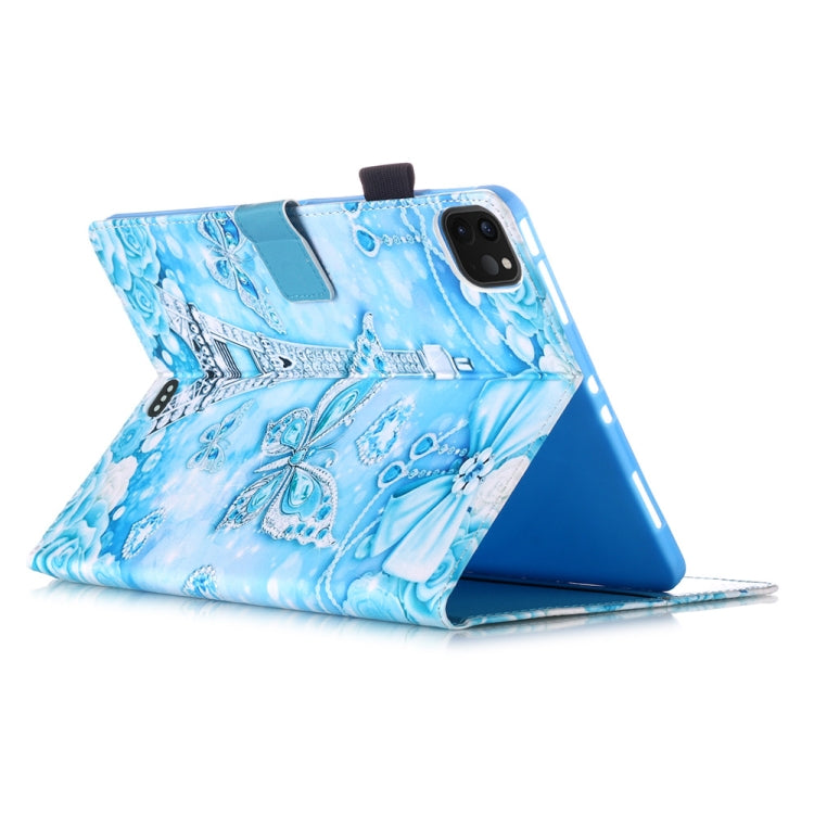 For iPad Pro 11 (2020) Plain Weave Texture Colored Drawing Horizontal Flip Leather Tablet Case, with Sleep / Wake-up Function & Holder & Card Slo & Wallet(Tower Butterfly) - iPad Pro 11 (2020) Cases by buy2fix | Online Shopping UK | buy2fix