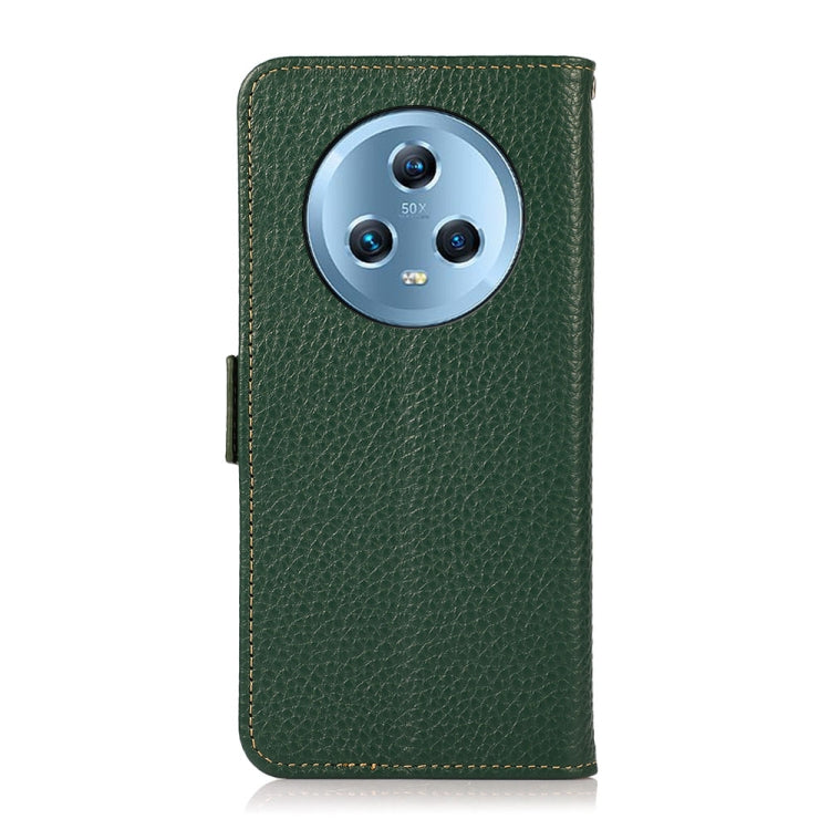 For Honor Magic5 KHAZNEH Side-Magnetic Litchi Genuine Leather RFID Phone Case(Green) - Honor Cases by buy2fix | Online Shopping UK | buy2fix