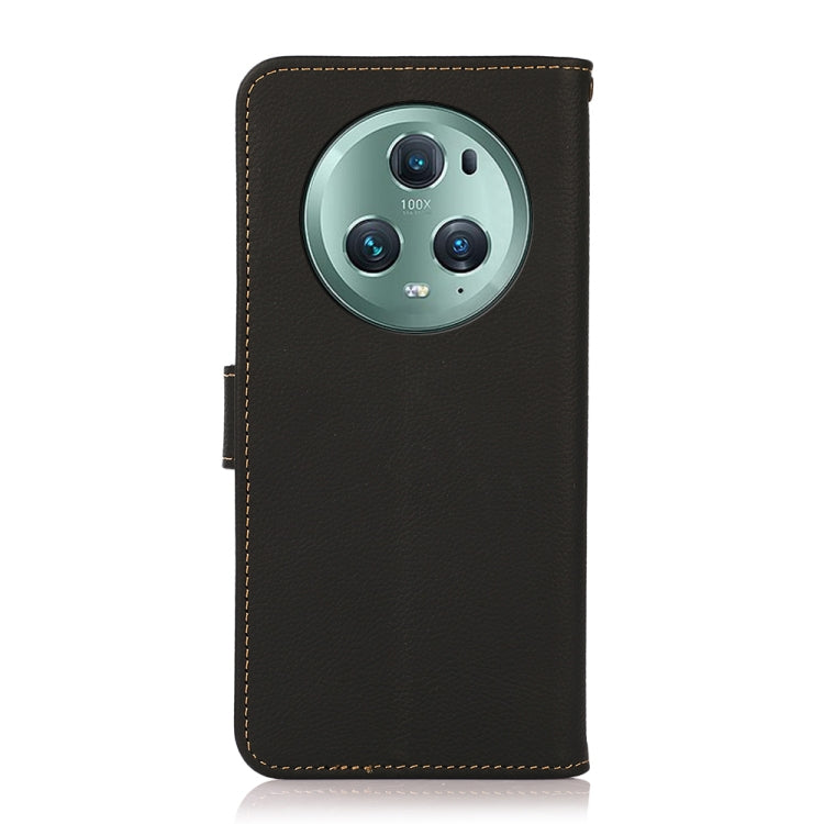 For Honor Magic5 Pro KHAZNEH Custer Genuine Leather RFID Phone Case(Black) - Honor Cases by buy2fix | Online Shopping UK | buy2fix