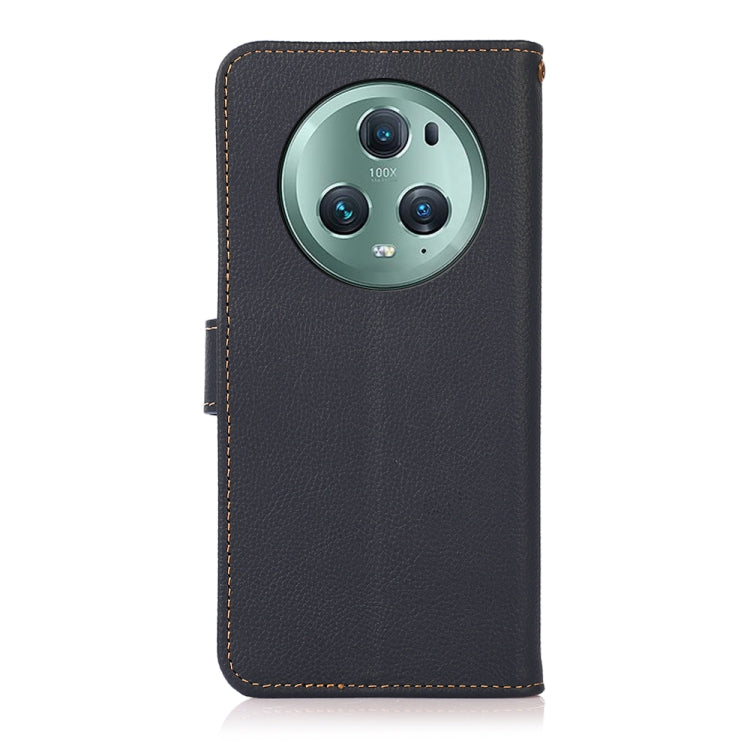 For Honor Magic5 Pro KHAZNEH Custer Genuine Leather RFID Phone Case(Blue) - Honor Cases by buy2fix | Online Shopping UK | buy2fix