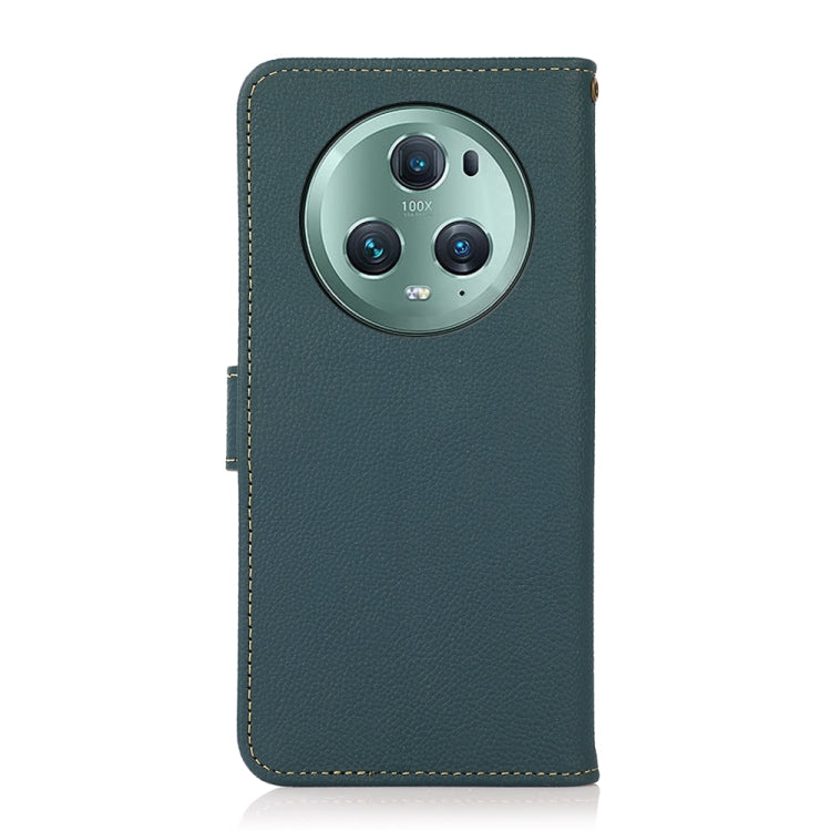 For Honor Magic5 Pro KHAZNEH Custer Genuine Leather RFID Phone Case(Green) - Honor Cases by buy2fix | Online Shopping UK | buy2fix