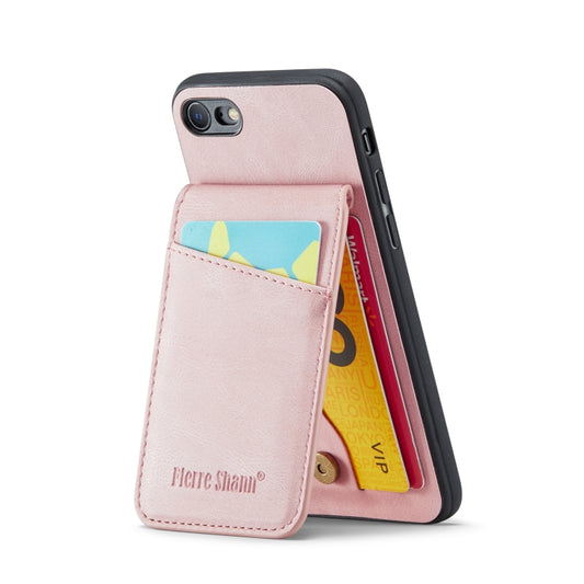 For iPhone 7 Plus / 8 Plus Fierre Shann Crazy Horse Card Holder Back Cover PU Phone Case(Pink) - More iPhone Cases by FIERRE SHANN | Online Shopping UK | buy2fix