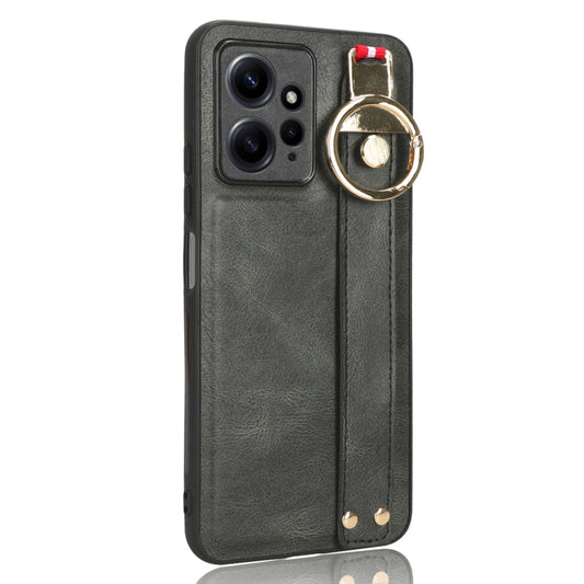 For Redmi Note 12 4G Global Wristband Leather Back Phone Case(Green) by buy2fix