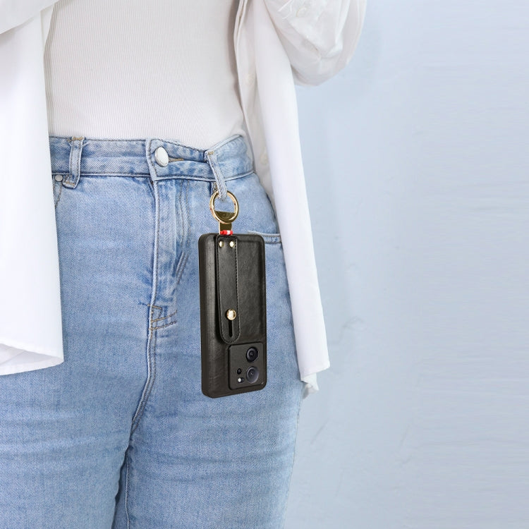 For Xiaomi 13T / 13T Pro / Redmi K60 Ultra Wristband Leather Back Phone Case(Blue) by buy2fix