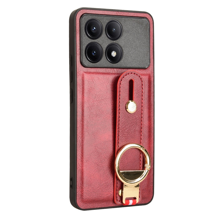 For Xiaomi Redmi K70/K70 Pro Wristband Leather Back Phone Case(Red) - Xiaomi Cases by buy2fix | Online Shopping UK | buy2fix