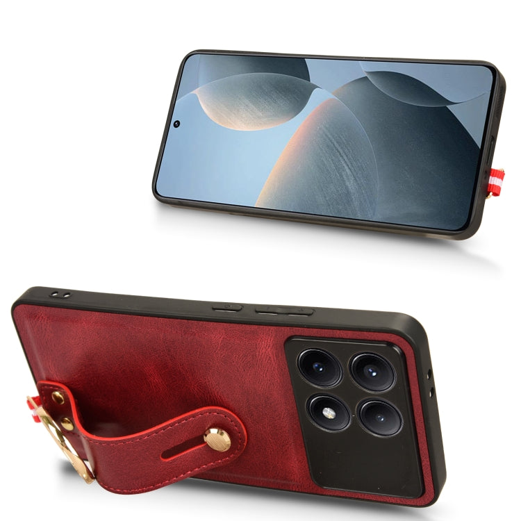 For Xiaomi Redmi K70/K70 Pro Wristband Leather Back Phone Case(Red) - Xiaomi Cases by buy2fix | Online Shopping UK | buy2fix