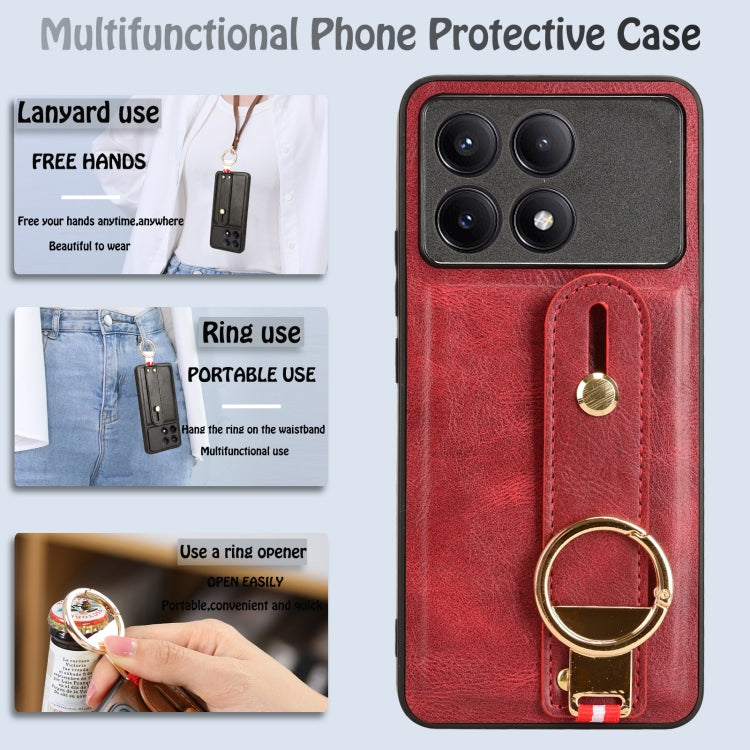 For Xiaomi Redmi K70/K70 Pro Wristband Leather Back Phone Case(Red) - Xiaomi Cases by buy2fix | Online Shopping UK | buy2fix