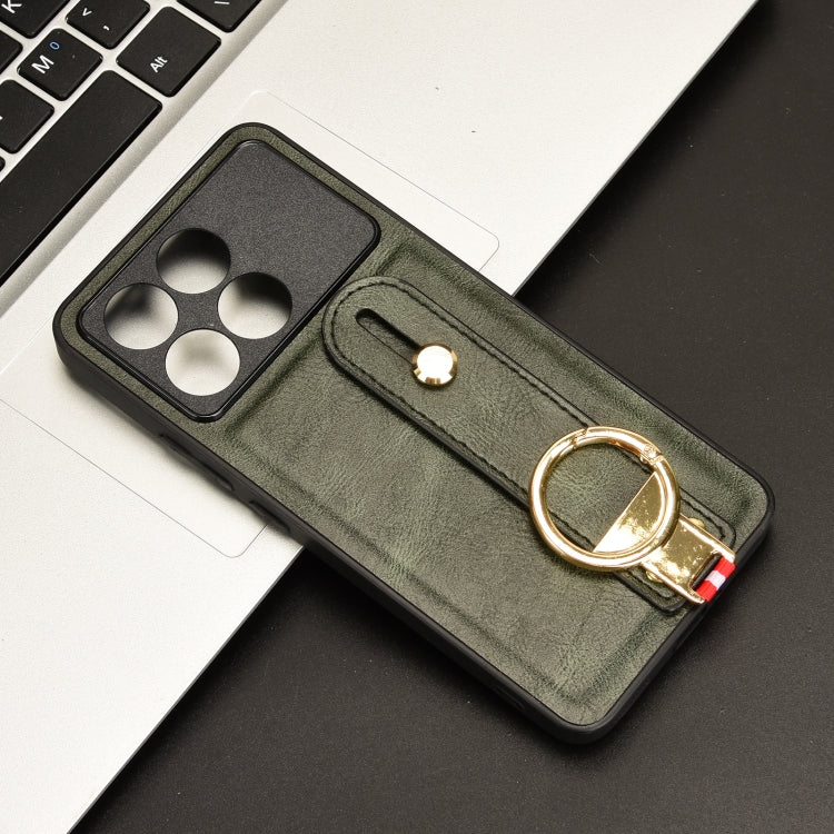 For Xiaomi Redmi K70/K70 Pro Wristband Leather Back Phone Case(Green) - Xiaomi Cases by buy2fix | Online Shopping UK | buy2fix