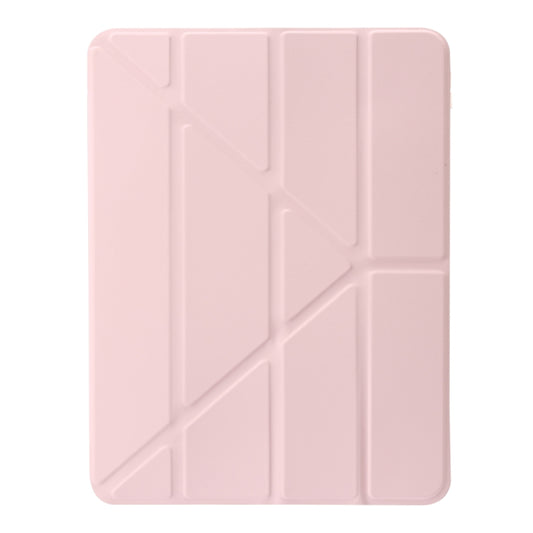 For iPad Pro 12.9 2022 / 2021 / 2020 Clear Acrylic Deformation Leather Tablet Case(Pink) by buy2fix