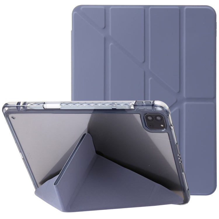 For iPad Pro 12.9 2022 / 2021 / 2020 Clear Acrylic Deformation Leather Tablet Case(Lavender Purple) - iPad Pro 12.9 (2022/2021) Cases by buy2fix | Online Shopping UK | buy2fix
