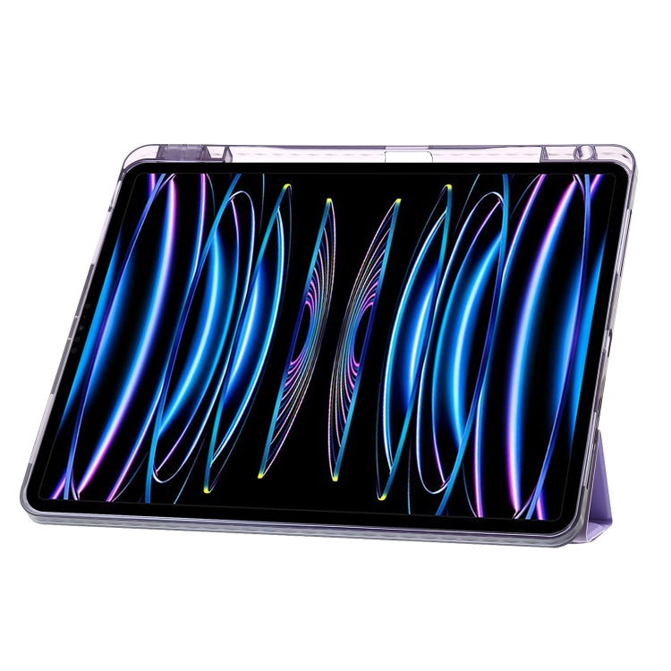 For iPad Pro 12.9 2022 / 2021 / 2020 Clear Acrylic Deformation Leather Tablet Case(Purple) - iPad Pro 12.9 (2022/2021) Cases by buy2fix | Online Shopping UK | buy2fix
