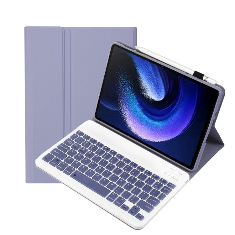 For Xiaomi Pad 6 / Pad 6 Pro A0N7 Lambskin Texture Ultra-thin Bluetooth Keyboard Leather Case(Purple) - Xiaomi Keyboard by buy2fix | Online Shopping UK | buy2fix