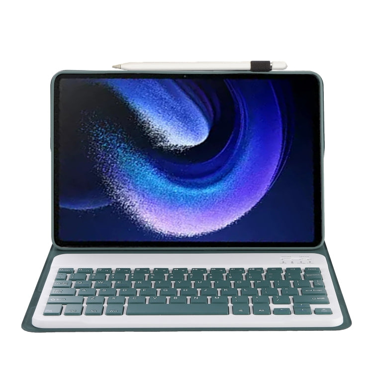 For Xiaomi Pad 6 / Pad 6 Pro A0N7 Lambskin Texture Ultra-thin Bluetooth Keyboard Leather Case(Dark Green) - Xiaomi Keyboard by buy2fix | Online Shopping UK | buy2fix