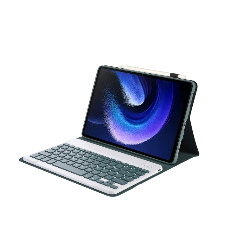 For Xiaomi Pad 6 / Pad 6 Pro A0N7 Lambskin Texture Ultra-thin Bluetooth Keyboard Leather Case(Dark Green) - Xiaomi Keyboard by buy2fix | Online Shopping UK | buy2fix