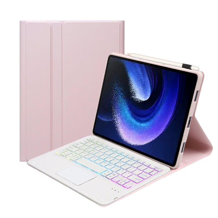 For Xiaomi Pad 6 / Pad 6 Pro A0N7-AS Lambskin Texture Ultra-thin Backlight Bluetooth Keyboard Leather Case with Touchpad(Pink) - Xiaomi Keyboard by buy2fix | Online Shopping UK | buy2fix