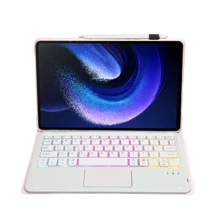 For Xiaomi Pad 6 / Pad 6 Pro A0N7-AS Lambskin Texture Ultra-thin Backlight Bluetooth Keyboard Leather Case with Touchpad(Pink) - Xiaomi Keyboard by buy2fix | Online Shopping UK | buy2fix