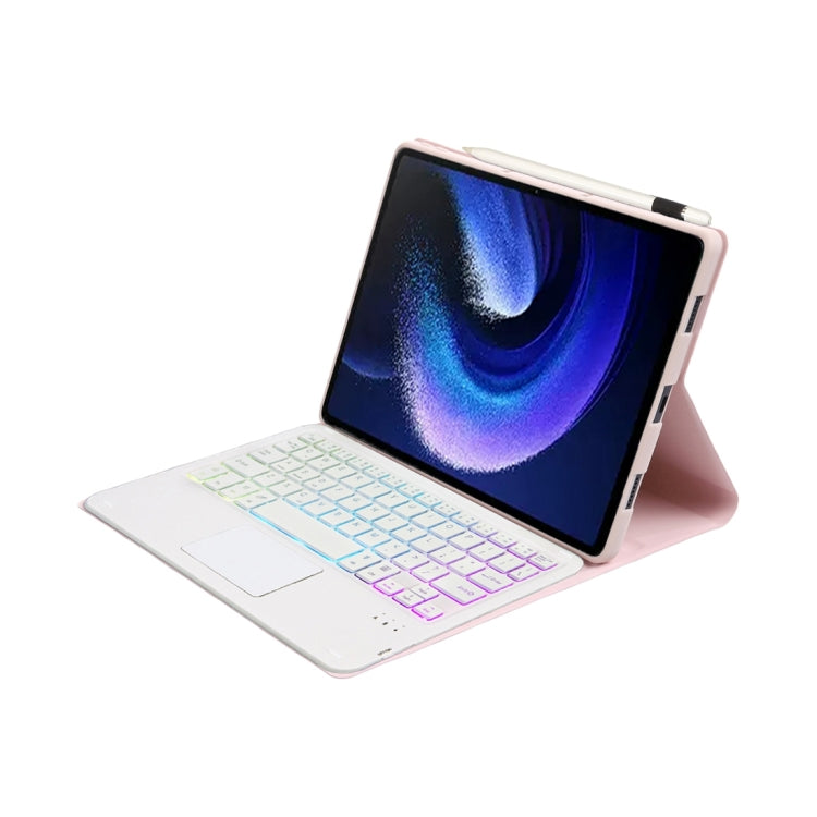 For Xiaomi Pad 6 / Pad 6 Pro A0N7-AS Lambskin Texture Ultra-thin Backlight Bluetooth Keyboard Leather Case with Touchpad(Pink) - Xiaomi Keyboard by buy2fix | Online Shopping UK | buy2fix