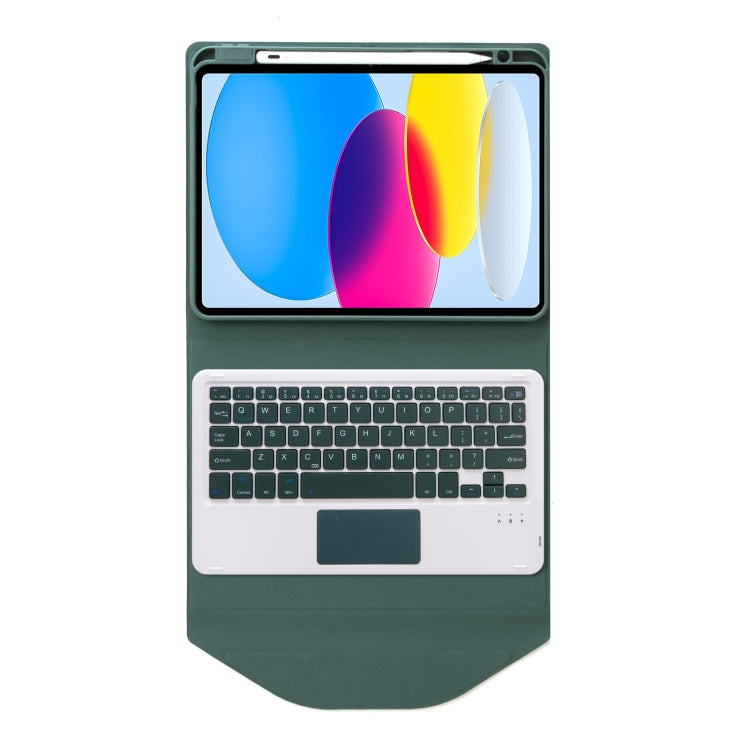 Z10B-A For iPad 10th Gen 10.9 2022 / 11 2025 Pen Slot Touchpad Bluetooth Keyboard Leather Tablet Case(Green) by buy2fix