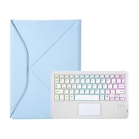 Z10B-AS For iPad 10th Gen 10.9 2022 / 11 2025 Pen Slot Touchpad Backlight Bluetooth Keyboard Leather Tablet Case(Sky Blue) by buy2fix