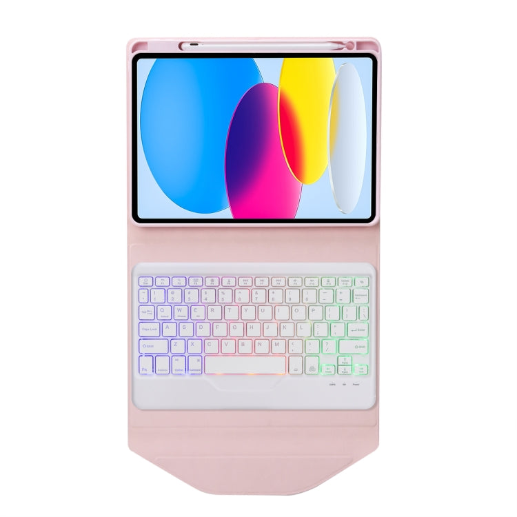 Z10BS For iPad 10th Gen 10.9 2022 / 11 2025 Pen Slot Backlight Bluetooth Keyboard Leather Tablet Case(Pink) by buy2fix