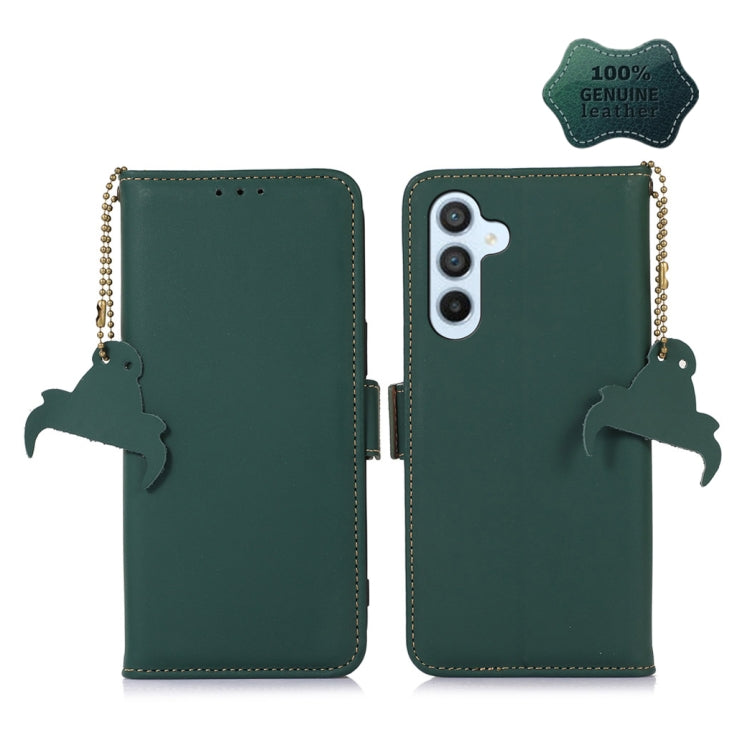 For Samsung Galaxy S24+ 5G Genuine Leather Magnetic RFID Leather Phone Case(Green) - Galaxy S24+ 5G Cases by buy2fix | Online Shopping UK | buy2fix