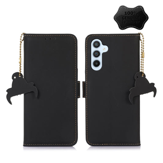 For Samsung Galaxy S24 5G Genuine Leather Magnetic RFID Leather Phone Case(Black) - Galaxy S24 5G Cases by buy2fix | Online Shopping UK | buy2fix