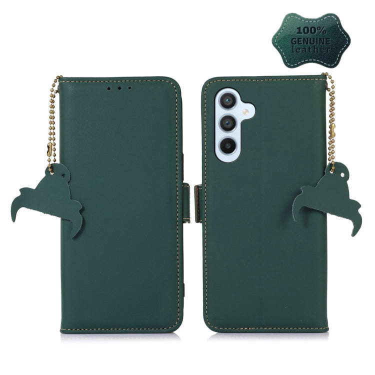 For Samsung Galaxy S24 5G Genuine Leather Magnetic RFID Leather Phone Case(Green) - Galaxy S24 5G Cases by buy2fix | Online Shopping UK | buy2fix