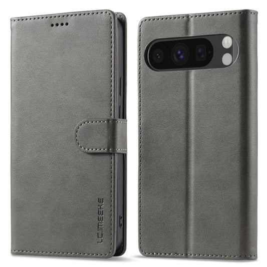 For Google Pixel 9 Pro XL LC.IMEEKE Calf Texture Flip Leather Phone Case(Grey) by LC.IMEEKE