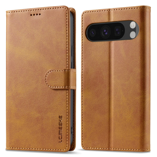 For Google Pixel 9 / 9 Pro LC.IMEEKE Calf Texture Flip Leather Phone Case(Yellow) by LC.IMEEKE