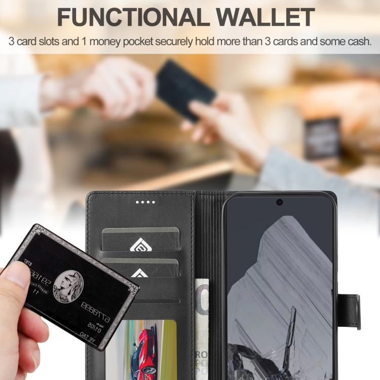 For Google Pixel 10 Pro XL LC.IMEEKE Calf Texture Flip Leather Phone Case(Black) - Google Cases by LC.IMEEKE | Online Shopping UK | buy2fix